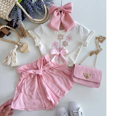 Imagem de Conjunto menina Cropped e short - Roupa infantil verão