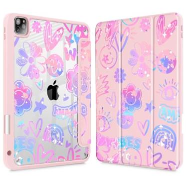 Imagem de Tuiklol Capa para iPad Pro de 11 polegadas M2 2022 geração 4ª geração - Suporte de lápis embutido à prova de choque, capa traseira transparente transparente adequada para iPad 11 polegadas 2021 2020