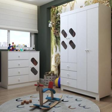 Imagem de Quarto Infantil Completo Escotilha 5 Portas 7 Gavetas Branco - Panoram