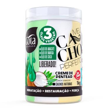 Imagem de Creme para Pentear Gota Dourada Meu Cacho Perfeito 3 Óleos Abacate Babosa e Coco 1Kg