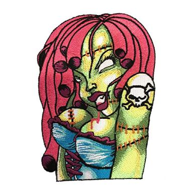Imagem de Sexy Zombie Scary BIG Boobs Hot Babe Chick Skull Cross Bones Tattoo Iron On Patch