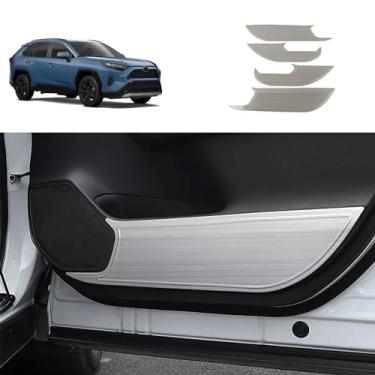 Imagem de TERDARAY Capa antichoque para porta compatível com Toyota RAV4 2024 2023 2022 2021 2020 2019 Protetor de arranhões de porta acabamento interior acessórios de carro aço inoxidável 4 peças (prata)