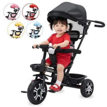 Imagem de Triciclo Infantil com Empurrador e Capota Atentu Motoca Passeio Menino