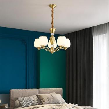 Imagem de Lâmpada Pingente Candelabro LED De Latão Com Estilo Luxuoso Americano E Retro: Design Criativo Para Sala De Estar, Restaurante, Quarto, Estudo, Villa, Hotel E Café (G 5 luzes)
