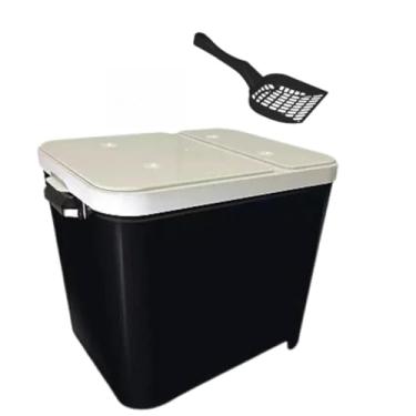 Imagem de Porta Ração Pet 15kg Container Protege E Conserva Com Tampa - 1 Pazinha(PRETO)