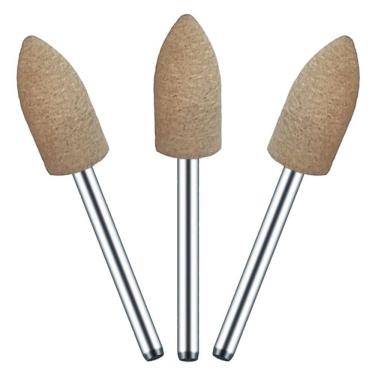 Imagem de Kit 3 Ponta Montada 8Mm Couro Vaca Haste 3Mm Para Polimento