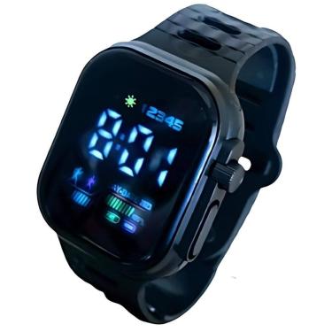 Imagem de Relógio Preto Leve Barato De Pulso Led Visor Colorido 2024