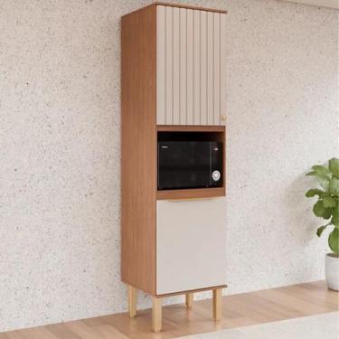 Imagem de Paneleiro Cozinha 2 Portas Nicho Microondas Armário 100% Mdf - Rainha 