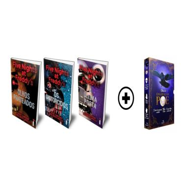 Imagem de Kit de Livros: Five Nights at Freddys: Olhos Prateados, Os Distorcidos, A Última Porta e Box Obras de Edgar Allan Poe
