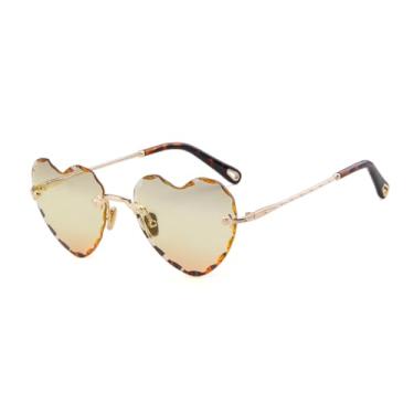 Imagem de VFDHN Óculos de sol em formato de coração para mulheres, rosa, lindo, sem aro, vintage, degradê, feminino, UV400 (4)