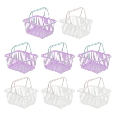 Imagem de PATIKIL 8 peças de cesta pequena de plástico, mini cesta de armazenamento de mercearia pequenas cestas de compras com alça organizadora água filtrada para organizar brinquedos, frutas, legumes