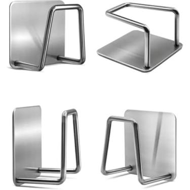 Imagem de Suporte de Esponja Pia Cozinha | Tábuas | Panos de Prato | Aço Inox 2 Und | Super Aderência | Multiuso Fácil | Gancho Adesivo 3M