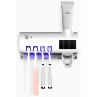 Imagem de Suporte Dispenser Porta Escova de Dentes UV – Esterilizador Automático com Luz Ultravioleta e Dispenser de Creme Dental