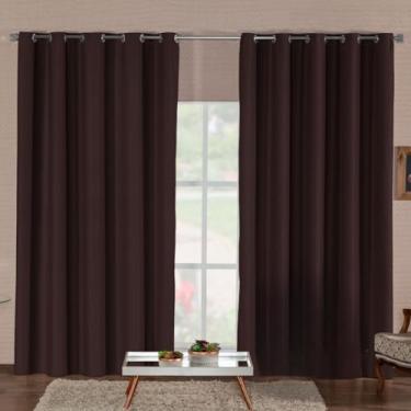 Imagem de Cortina Blackout Quarto Em Tecido Premium Totalmente Opaca E Antirruído Para Melhor Sono(MARROM,5,00M x 2,80M)