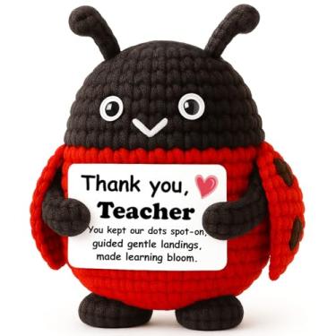 Imagem de Teacher Appreciation Gift – Mini Crochet Ladybug Plush with Pun Card “Spot-On Class”, Best for Christmas, Stocking Stuffer, Secret Santa, Cute Classroom Desk Décor