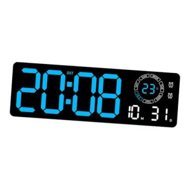Imagem de XLWLLNJ Relógio de parede digital retangular RGB com controle remoto, moderno, para jogos, estudos, sala de aula e escritório, Luz Azul