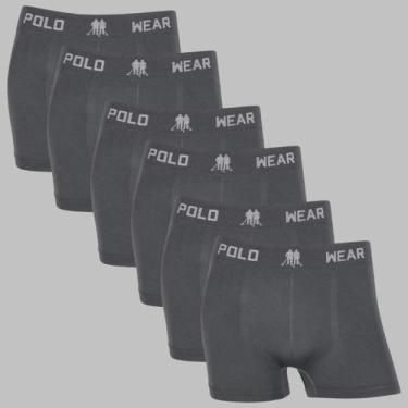 Imagem de kit 6 Cuecas Boxer Masculina Polo Wear Lisa Premium Original, Chumbo, 