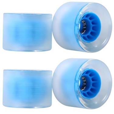 Imagem de 4 rodas de skate flash, rodas PU Cruiser de 2,76 x 5 cm, dureza 80A, design de iluminação LED, alta para skates, longboards e pranchas de peixe