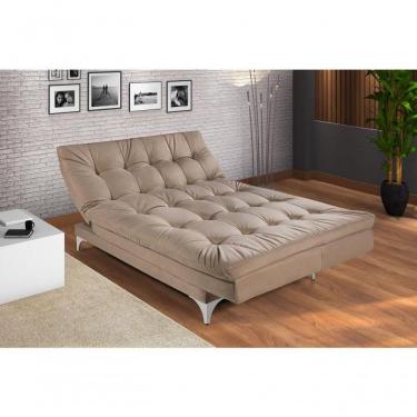Imagem de Sofá Cama Versátil 3 Lugares Império Reclinável Casal Pés De Alumínio Espuma Especial D33 Suede Chocolate 377