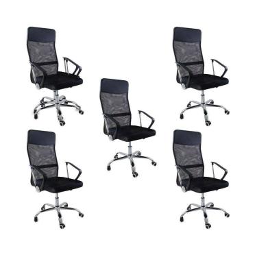 Imagem de Kit 5 Cadeiras De Escritório Nagano Tela Mesh Giratória
