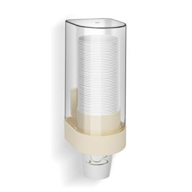 Imagem de Suporte de copo grande bege montado na parede, dispensador de copo de papel de 25 x 10 x 10 cm para refrigerador de água, dispensador de copo de banheiro e suporte de copo Dixie (bege)