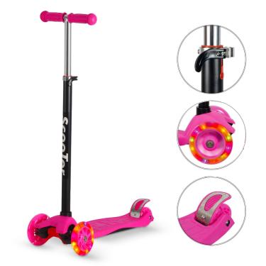 Imagem de Patinete Infantil Ajustável 4 Rodas De Led E Freio Até 70kg