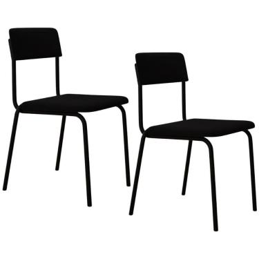 Imagem de Kit 02 Cadeiras Estofada Para Sala De Jantar Sense Preto C01 Linho Preto - Lyam Decor