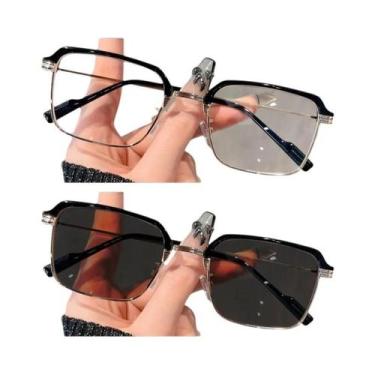 Imagem de Óculos De Sol Vintage Unissex Fotochromic Quadrados Anti Luz Azul Ócul