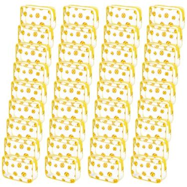 Imagem de Drcowu Pacote com 40 bolsas de maquiagem de PVC transparente de softball, bolsa cosmética, à prova d'água, pequenas bolsas de viagem com zíper para homens e mulheres, bolsas essenciais de viagem de