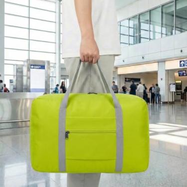Imagem de Bolsa de viagem leve e dobrável – Mala de mão compacta para viagens noturnas, bolsa unissex para fim de semana, Verde fluorescente, Esportes