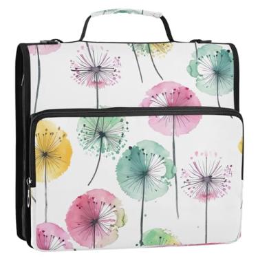 Imagem de Wassud Pasta organizadora expansível com 3 anéis de dente-de-leão coloridos com alça de ombro e alça de vários bolsos