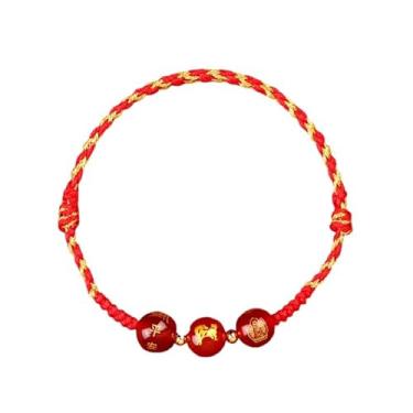 Imagem de QRH Pulseiras de Ano Novo Chinês do Cavalo Feito à Mão com Corda Vermelha Cavalo Zodíaco Cavalos Corda Trançada Pulseiras Cavalos Boa Sorte Bênção de Ano Novo Presente, Adjustable Size, Nylon, Sem