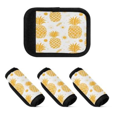 Imagem de Qilmy Pacote com 2 identificadores de bagagem de abacaxi dourado e alça confortável para carrinho de bebê, mala de viagem, acessórios de viagem 1445