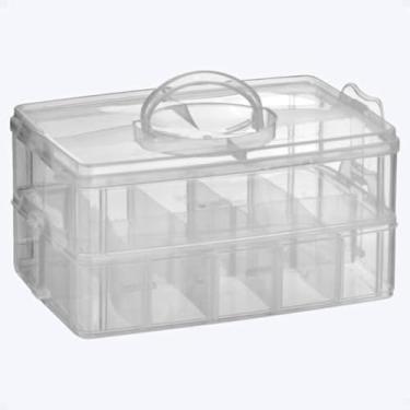 Imagem de Caixa organizadora multiuso, plastico resistente, compartimentos, ajustaveis, grande, util, e pratica, cinza