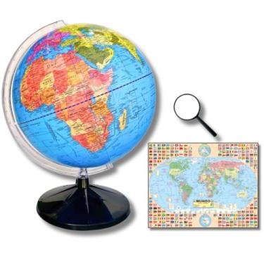 Imagem de GLOBO TERRESTRE POLÍTICO CONTINENTAL 30CM + MAPA MUNDI + LUPA