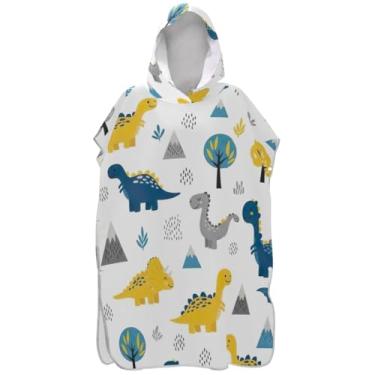 Imagem de Joisal Roupão branco trocável de dinossauros de desenho fofo para adultos, poncho de surfe, ponchos de praia plus size, para homens, toalha de praia com capuz floral
