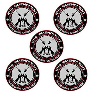 Imagem de 5x 2nd Amendment - Adesivo redondo original da America's Homeland Security (12 cm)