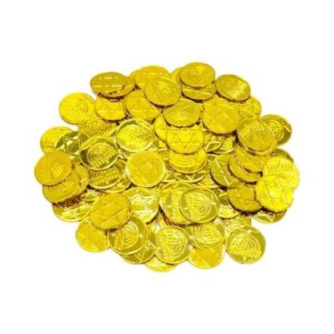 Imagem de Moedas De Ouro Pirata Retrô Coloridas 100 Peças Brinquedos De Tesouro 