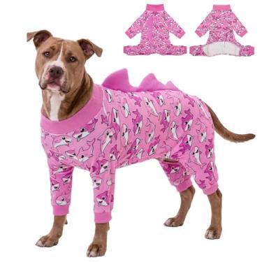 Imagem de UNIPUP Pijama de fantasia de tubarão tamanho grande, macacão para cachorro grande, antiqueda e lambida, pijama para animais de estimação de recuperação pós-cirurgia, ultramacio e elástico em 4