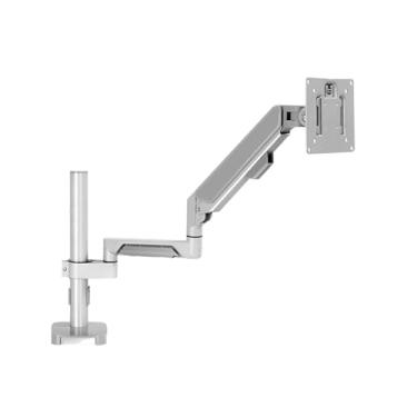 Imagem de BEGWVDJTP Monitor de computador suporte de braço aumentado e estendido para tela de mesa Rotação da base de elevação sem perfuração (cinza)