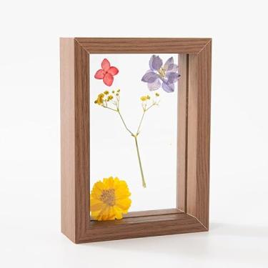 Imagem de Quadro de Espécimes Flores Secas e Folhas com Moldura Madeira Vidro Real para Decoração Mesa Casamento Foto Exibição em Casa Escritório Presente Artís