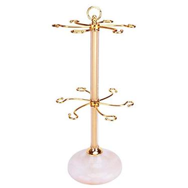 Imagem de Suporte para copos de vinho de metal cromado elegante com 12 ganchos para copos de vinho (cor: dourado tamanho: 62,5 cm)