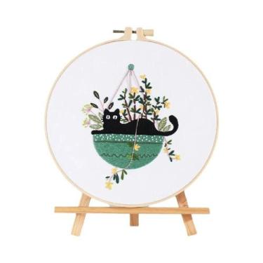 Imagem de Kit De Bordado Gato Preto Para Iniciantes, Suprimentos De Costura DIY,