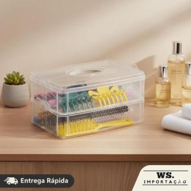 Imagem de Maleta Organizadora Multiuso missangas e bijuterias Modular Transparen