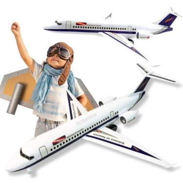 Imagem de Aviãozinho Brinquedo 38cm Fricção Efeito Sonoro Avião E Luz Grande Div
