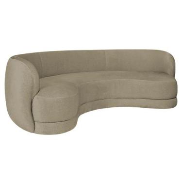 Imagem de Sofá Curvo 3 Lugares Sala De Estar Recepção Noruega 180cm Suede - Doce