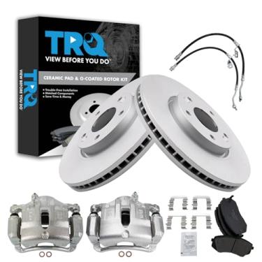 Imagem de TRQ Kit de pastilha de freio frontal e rotor premium de cerâmica revestida com G compatível com Hyundai Tucson 2012-2015 Kia Sportage 2012-2016
