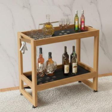 Imagem de Carrinho Bar Buffet Com Rodízios Preto - Drop de Casa