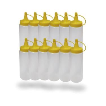 Imagem de Kit 12 Bisnagas 200Ml Para Ketchup Mostarda Maionese Molho Embalagem R