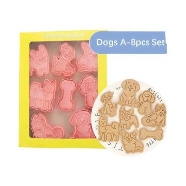 Imagem de Cortadores De Biscoito De Natal 8 Peças: Moldes De Papai Noel E Floco 